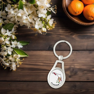 Porte-clés Fleur d'état Floride personnalisée Fleur Orange Bl