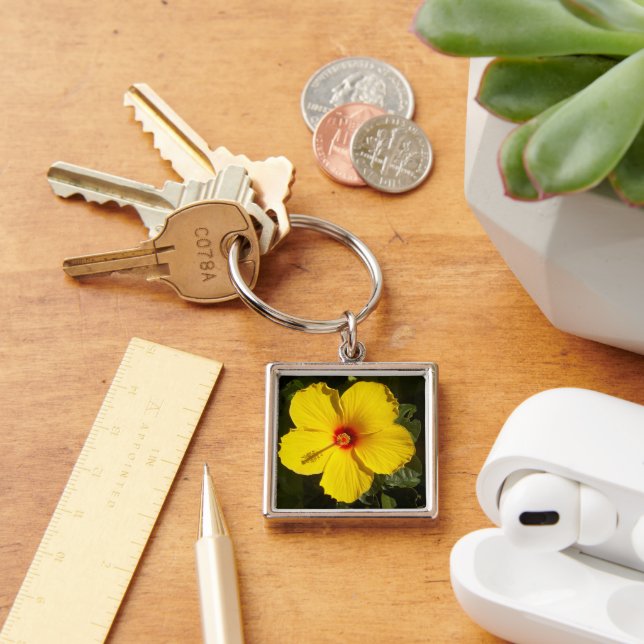 Porte-clés Fleur d'Hibiscus jaune (Bureau)