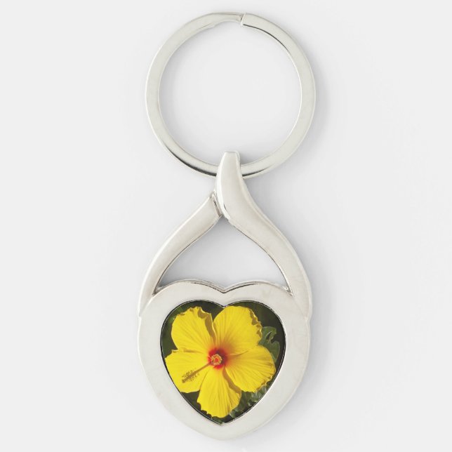 Porte-clés Fleur d'Hibiscus jaune (Devant)