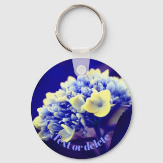 Porte-clés Fleur d'Hydrangée Bleue Vivid Personnalisée
