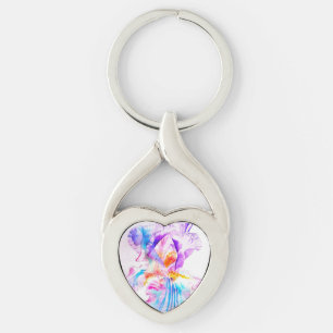 Porte-clés Fleur d'iris pourpre Faveur de mariage floral Fleu