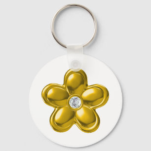 PORTE-CLÉS FLEUR D'OR AVEC DIAMONDE