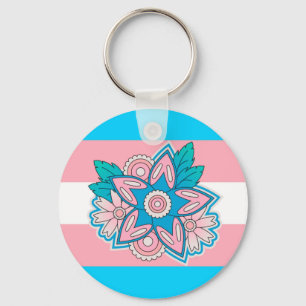 Porte-clés Fleur drapeau de la Tête trans