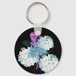 Porte-clés Fleur Fairy Art par LeahG bleu rose noir blanc