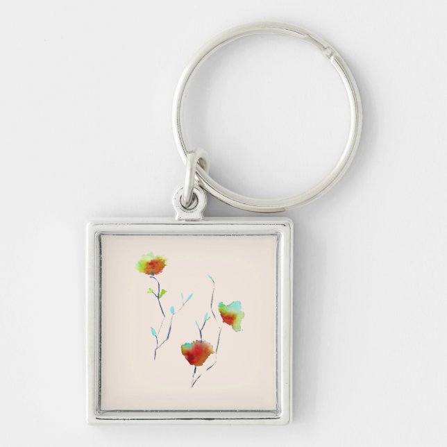 Porte-clés Fleur florale simple moderne Art d'automne (Devant)