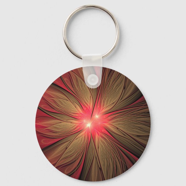 Porte-clés Fleur fractale de fansy rouge (Recto)