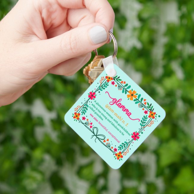 Porte-clés Fleur Frame Grandma Grand-mère Définition (main)
