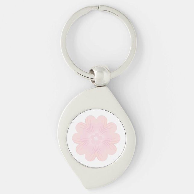Porte-clés Fleur Graphique Rose Pâle Pastel (Devant)
