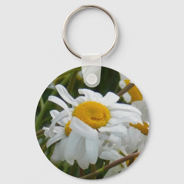 Porte-clés Fleur heureuse - visage heureux de marguerite sour (Recto)