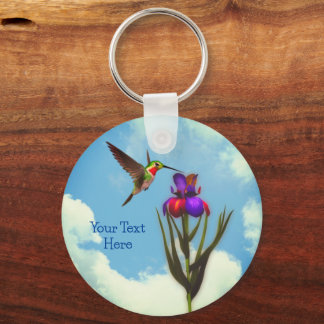 Porte-clés Fleur Iris de colibri personnalisée