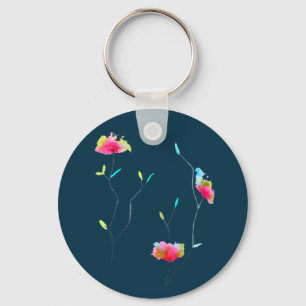 Porte-clés Fleur japonaise rose abstraite moderne simple