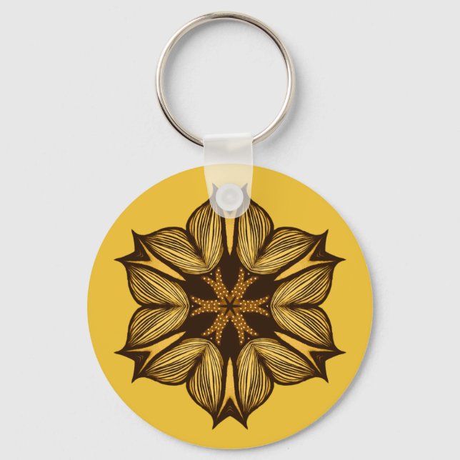 Porte-clés Fleur Jaune Abstraite (Recto)