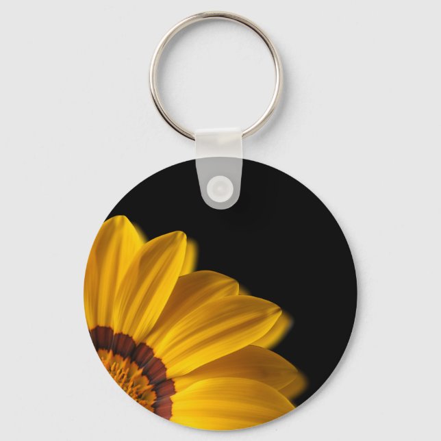 Porte-clés Fleur jaune sur arrière - plan noir (Recto)