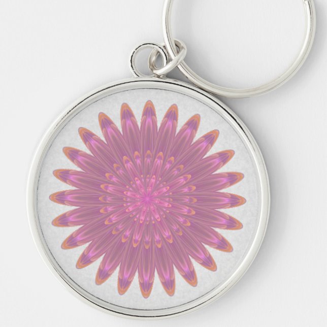 Porte-clés Fleur Kaleidoscope rose et violet (Devant)