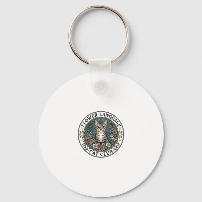 Porte-clés Fleur Langage Chat Chat Graphique Tee Art - Fleur  (Recto)
