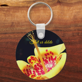 Porte-clés Fleur Lily tachetée Jaune Personnalisée