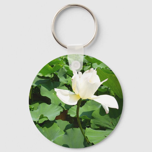 Porte-clés Fleur Lotus blanche (Recto)