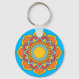 Porte-clés Fleur Mandala rouge géométrique-54567