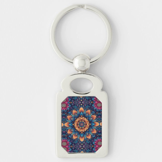 Porte-clés Fleur mandala Style d'art numérique-23907. (Devant)