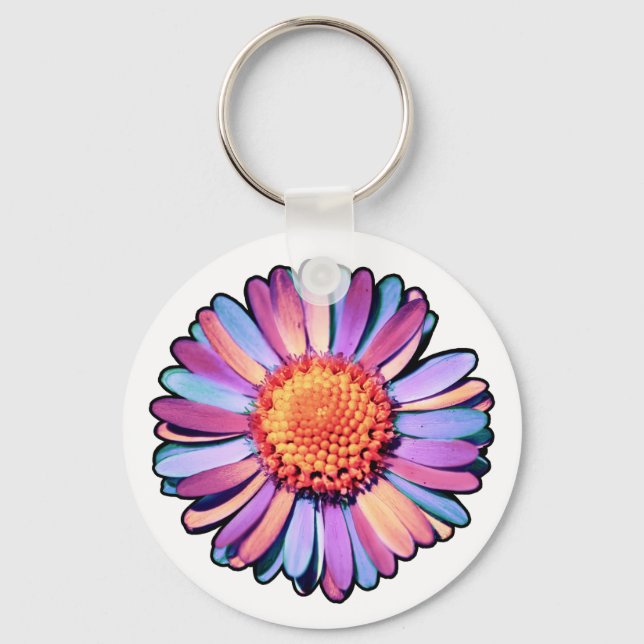 Porte-clés Fleur mignonne violet rose bleu Boho Daisy Bisexua (Recto)