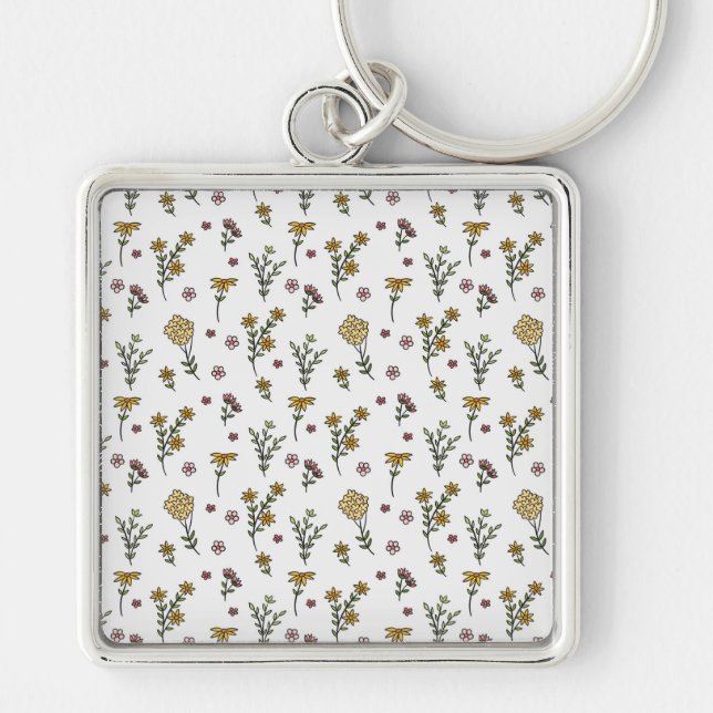 Porte-clés Fleur Motif Printemps Floral (Devant)