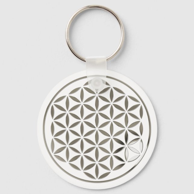 Porte-clés Fleur Of Life 1 - Timbre en argent (Recto)