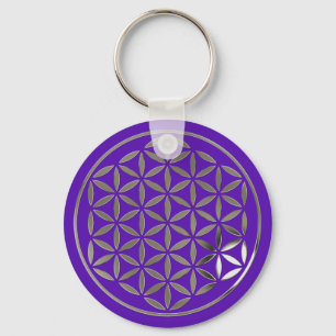 Porte-clés Fleur Of Life 1 - Timbre en argent   violet