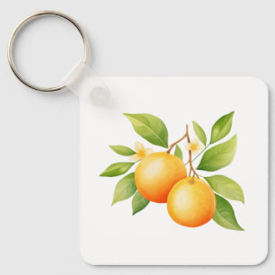 Porte-clés Fleur orange aquarelle