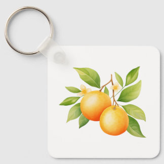 Porte-clés Fleur orange aquarelle