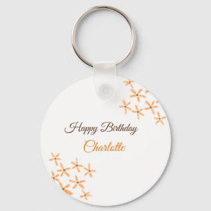 Porte-clés Fleur orange brune heureux anniversaire ajouter no