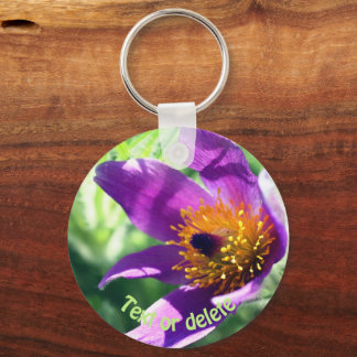 Porte-clés Fleur Pasque violet personnalisée