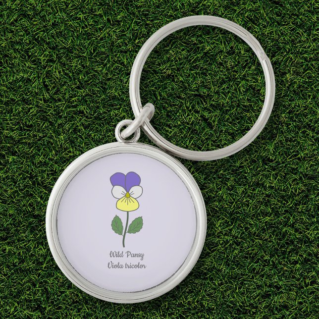 Porte-clés Fleur pastel botanique sauvage de Pansy (Botanical Wild Pansy Flower Keychain)