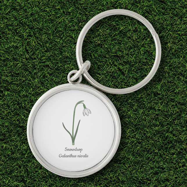Porte-clés Fleur pastel botanique Snowdrop (Botanical Snowdrop Flower Keychain)