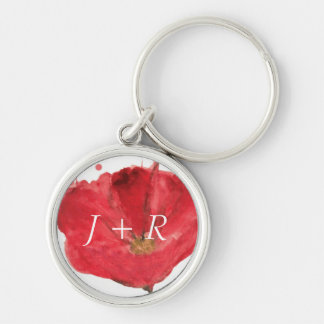 Porte-clés Fleur peinte 2 de pavot d'aquarelle