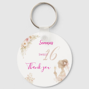 Porte-clés Fleur Rêveuse Douce Anniversaire 16 Ans Bouton Épi