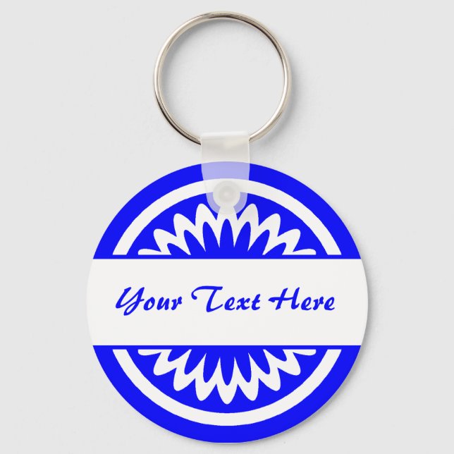 Porte-clés Fleur ronde - Bleu (Recto)