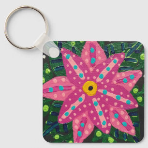 Porte-clés Fleur rose Artsy