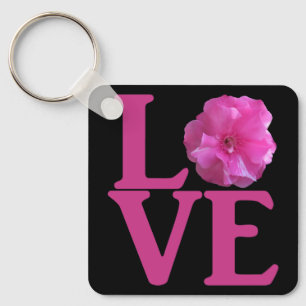 Porte-clés Fleur Rose Classique Amour