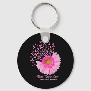 Porte-clés Fleur Rose Daisy Foi Espoir Amour Cancer du sein A