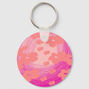 Porte-clés fleur rose envoûtante