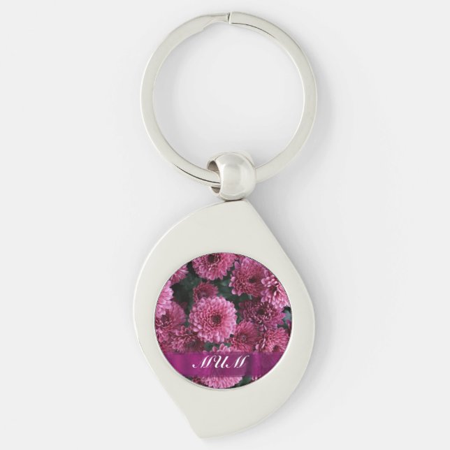 Porte-clés Fleur rose mère personnalisée (Devant)