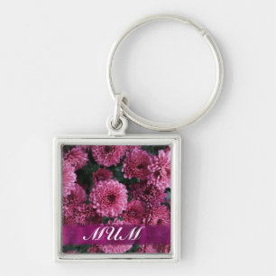 Porte-clés Fleur rose mère personnalisée