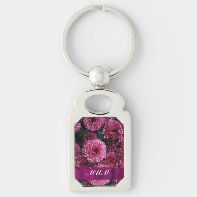 Porte-clés Fleur rose mère personnalisée (Devant)