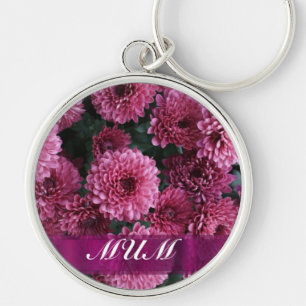 Porte-clés Fleur rose mère personnalisée