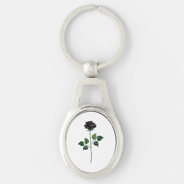 Porte-clés Fleur rose noire (Devant)