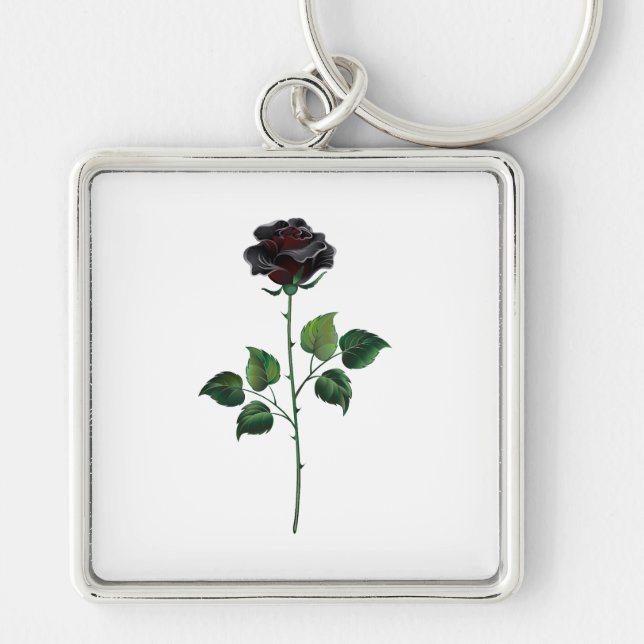 Porte-clés Fleur rose noire (Devant)