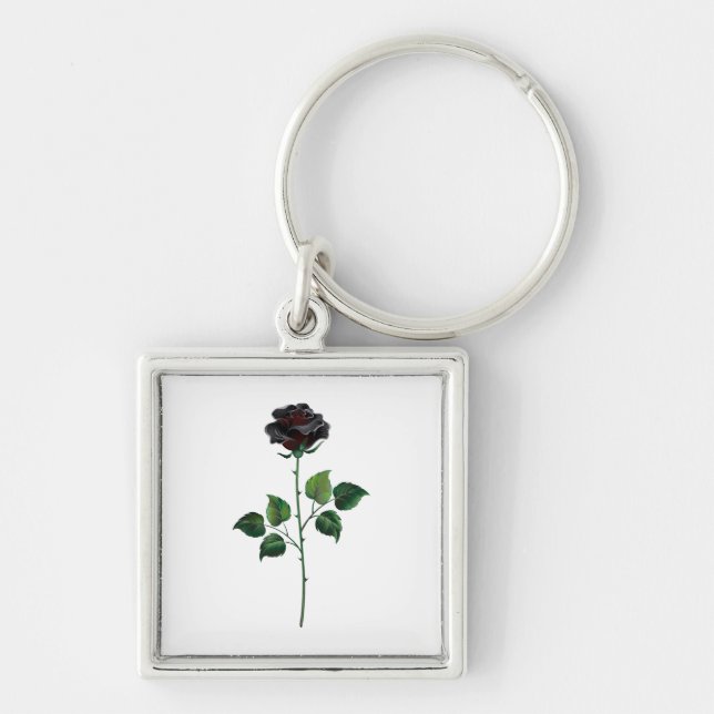 Porte-clés Fleur rose noire (Devant)