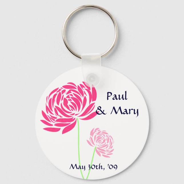 Porte-clés Fleur rose personnalisable (Recto)