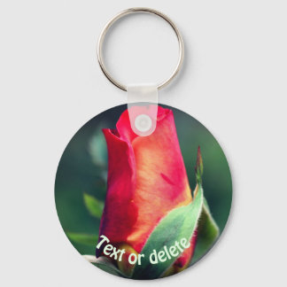Porte-clés Fleur Rosebud Jaune Rouge personnalisée