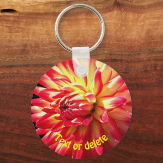 Porte-clés Fleur Rouge Dahlia Vibrant Personnalisée